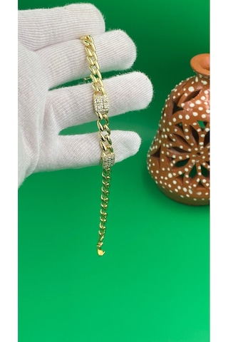 Xuping 14k Gurmet Zincir Baget Taşlı Kadın Bileklik Altın
