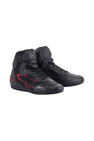 Alpinestars Faster-3 Rideknit Korumalı Motosiklet Botu Siyah Gri Kırmızı