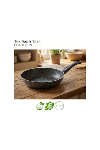 Arzu Çelik 20 Cm Granit Tek Saplı Tava - Siyah Siyah