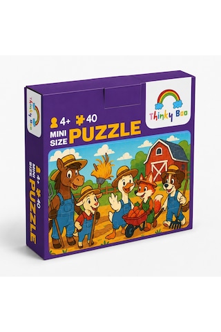 Çiftçi Hayvanlar Mini Puzzle 40 Parça 3-7 Yaş Eğitici Çocuk Puzzle Yapboz