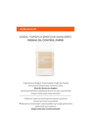 Missha Oil Control Paper Yağ Kontrol Bandı 100 Adet