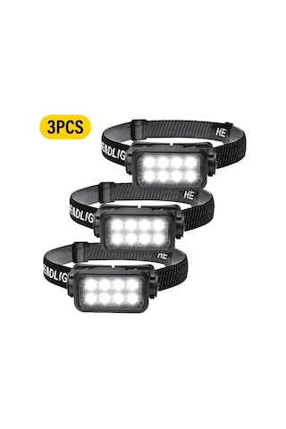 Xuweiwei 3 Parça Goldencentury Şarj Edilebilir 8 Led Outdoor Baş Feneri 5 Modlu Usb Şarjlı 18650 Pil Kampçılık Koşu Balık Tutma Acil Durumlar Bakır - Siyah