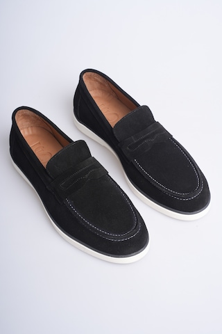 Fame Step Hakiki Deri Erkek Loafer Ayakkabı Süet Günlük Rahat Casual Mokasen Siena siyah
