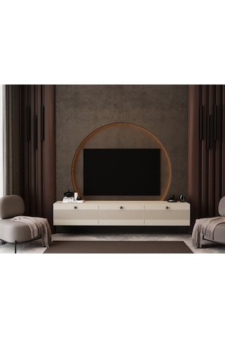 Melura Tv Ünitesi - Tv Sehpası 200 Cm Duvara Monte %100 Mdf Kumtaşı