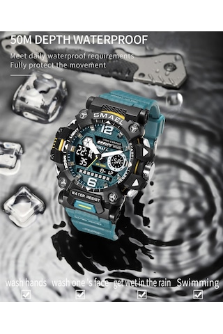 Tenfowee Smael 8072 Erkek Askeri Kol Saati - Luminous Su Geçirmez Kronograf Alarm Dış Mekan Taktik Saat