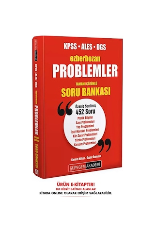 Ezberbozan Kpss Ales Dgs Problemler Tamamı Çözümlü Soru Bankası E