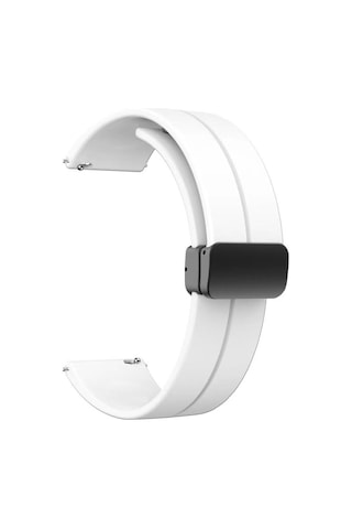 Ekılıf - Samsung Gear S2 Uyumlu - Kordon 20mm Silikon Kordon Krd-84 - Beyaz