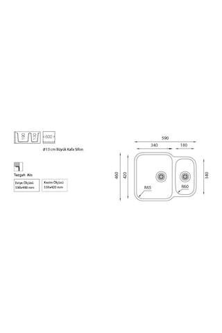 Ukinox Eviye Zeta D 1.5 Goz Tezgah Altı