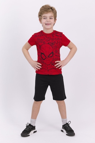 Spiderman Lisanslı Kırmızı Erkek Çocuk Bermuda Takım