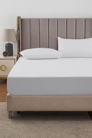 Ranforce Beyaz Pamuklu Tek / Çift Kişilik Battal Tam Kenar Lastikli Çarşaf 14 Renk Fıtted Beyaz