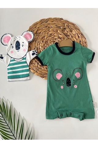 Koala Soğuk Yeşil Baskılı Tulum Kukla Hediyeli Yeşil