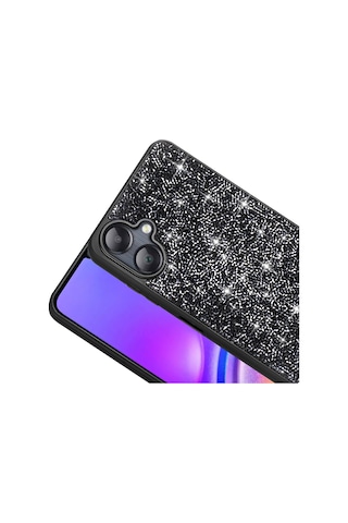 Xemu Galaxy Uyumlu A06 Kılıf Parlak Taşlı Tasarım Xemu Pırlanta Kapak - Beyaz Beyaz