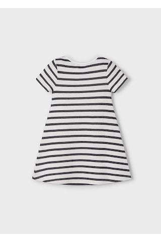 Mayoral 3924 Kız Çocuk Beyaz-antrasit Çizgili Elbise Beyaz