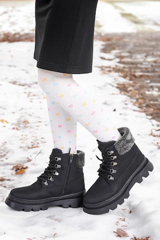 Kiko Kids 500 Günlük Fermuarlı Kız Çocuk Bot Ayakkabı Siyah