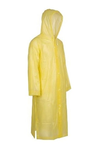 Su Geçirmez Eva Sarı Yağmurluk Kapüşonlu Çıtçıtlı Tekrar Kullanılabilir Unisex Yağmurluk Ponço Acil Durum Yağmurluğu