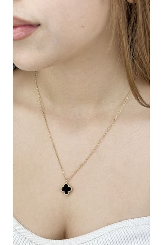 Van Figürlü, Paslanmaz Çelik Kolye 228, Zincir Altın Renk, Figür Siyah Altın