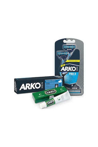 Arko Men T3 Pro3 Tıraş Bıçağı 3'lü + Arko TIraş Kremi Cool 100 ML + Arko Klasik Krem 20 ML