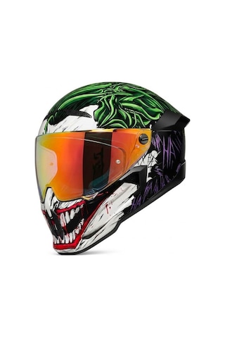 Ruroc Atlas 4.0 The Joker Kapalı Motosiklet Kaskı, Aura Red Vizör Dot Sertifika Çok Renkli
