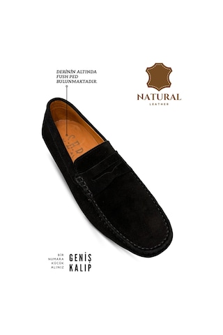 Sermoda Erkek Loafer - Hakiki Deri Rok Loafer Erkek Ayakkabı Süet Siyah