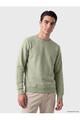 Lcwaıkıkı Classic Yeşil Bisiklet Yaka Erkek Kalın Sweatshirt