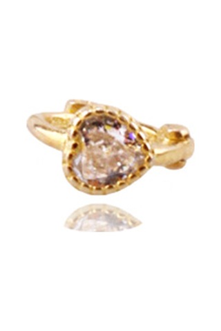 Liu S 27 Halka Kalp Gümüş Piercing 925 Ayar, Altın Kaplama, Zirkon Taşlı Ms3842 Altın