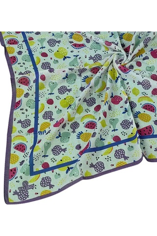 Mim Eşarp Valino Soft Pamuk Çocuk Desenli Eşarp 70x70 Cm Mor - Meyveli