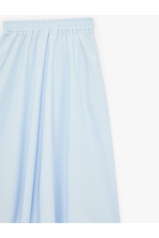 Koton Pamuklu Beli Lastikli Çan Kesim Cepli Maxi Poplin Etek Mavi 6sak70233pw