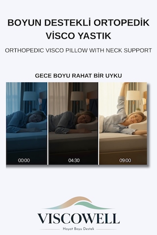 Ortopedik 2 Adet Visco Boyun Yastığı Boyun Düzleşmesine Destekli Lüks Yastık Beyaz
