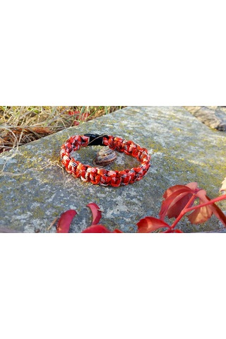 Kırmızı Kırçıllı Paracord Bileklik Çok Renkli