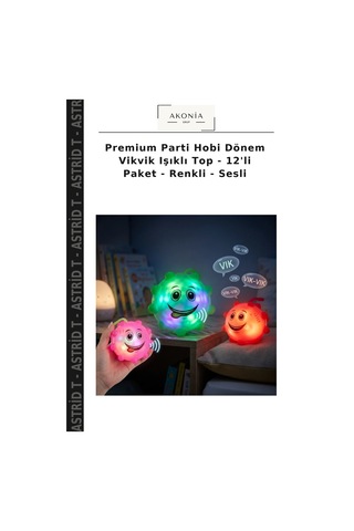 Premium Parti Hobi Dönem Vikvik Işıklı Top - 12'li Paket - Renkli - Sesli Çok Renkli
