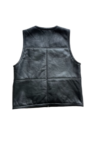 Erkek Deri Yelek İçi Kürk-dışı Süet Deri Klasik Yelek Siyah Xxl