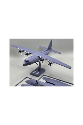 Gri Ac-130 Silahlı Uçak Kit Kart - Parçalı Yapıda Kendin Yap Dıy Hobi Maketi, Dört Motorlu Ağır Nakliye Uçağı Oyuncak, Askeri Havacılık Koleksiyonu İçin Masaüstü Dekor Süsü 20x19 Cm