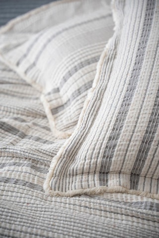 Ecocotton Hivda Gri %100 Organik Pamuk Müslin Dolgulu Çift Kişilik Yatak Örüsü Gri