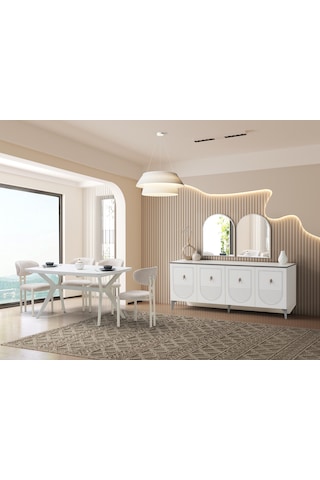 İrem Modern Dolaplı Çekmeceli Aynasız Konsol 180 47 80 Ekru
