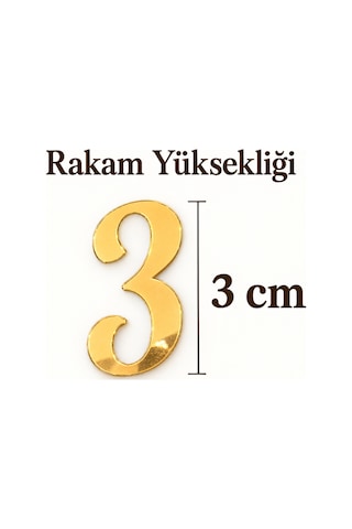 Ayna Efektli Pleksi Lüks Saat Rakam Seti 2'li Takım 5 Cm Ve 3 Cm - Kendinden Yapışkanlı Gold Pleksi Kendin Yap Duvar Saati Rakamları
