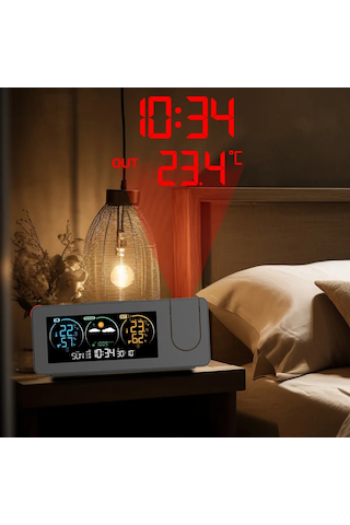 Projeksiyon Saati Duvar Dijital Alarm Elektronik Hava İstasyonu