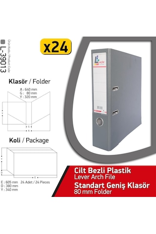 Laçin Klasör Gri Geniş 24 Adet 1 Koli