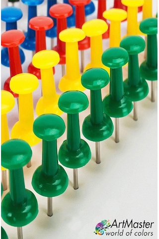 Renkli Harita Çivisi 100 Lü 1 Paket Mantar Pano Raptiyesi Renkli Pano İğnesi Okul Büro Renkli Harita Çivisi Ofis 1 M