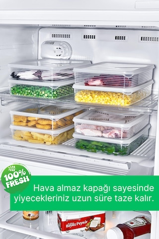 Grimorlife 6 Adet Derin Dondurucu Buzluk Saklama Kabı Seti 2,3 Lt Şeffaf- Buzdolabı Düzenleyici -dipfriz Diğer