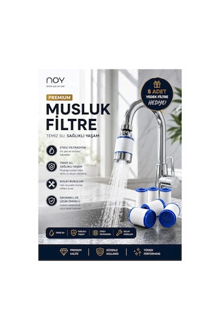 Noy Filtreli Musluk Başlığı Kireç Önleyici Su Arıtıcı Krom Banyo Ve Mutfak