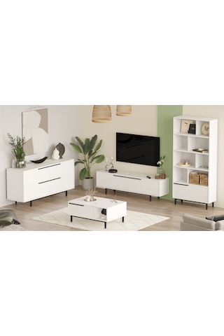 Robin Home Lidya Tv Ünitesi + Orta Sehpa + Konsol + Kitaplık 4'lü Set B