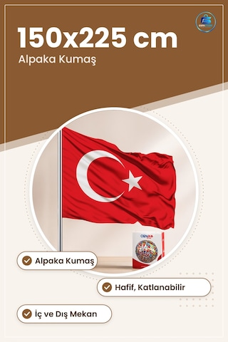 Türk Bayrağı 150x225 Cm Alpaka Kumaş Duvar Dekorasyon Ürünü Tören Diğer