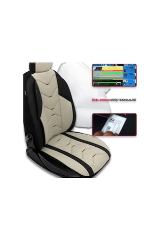 Minderland Verita Elegance Serisi - Honda Hr-v İle Uyumlu Koltuk Kılıfı, Keten-deri / Krem