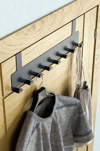 Metal Mat Siyah Kapı Arkası Askılık 8 Kancalı Amerikan Tipi Organizer Askı, Banyo Ve Oda Kapıları İçin Pratik Askılık, Delmeden Montajlı Kapı Arkası Askı Siyah Acı Kahverengi
