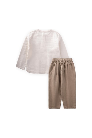 Organik Bohem Gömlekli Mevsimlik Takım 2-8 Yaş Ekru Ekru