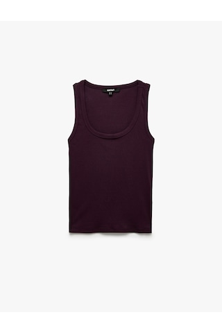 Koton Slim Fit Pamuklu Kolsuz U Yaka Fitilli Atlet Mürdüm 7wak10004ek Mor