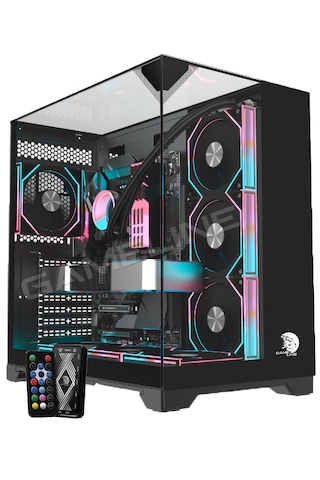 Gameline Carısma 7x Argb Kumandalı Fan Topglass Usb 3.0 Gaming Bilgisayar Kasası Siyah