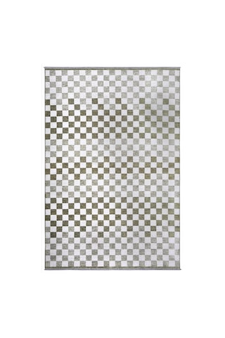 Yeşil Beyaz Modern Geometrik Dama Desenli Yıkanabilir Halı - Yo30035xm Yeşil - Beyaz