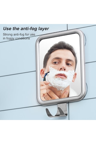 Qingmipy Banyo Aynası: Su Emici Kupa İle Sislenmeyen Tıraş Ve Makyaj Aynası, Deliksiz Tasarım Gümüş