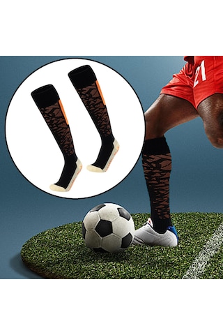 Suntek Futbol Çorabı Diz Yüksek Uzun Tüp Siyah-ve-turuncu Siyah Ve Turuncu Çok Renkli